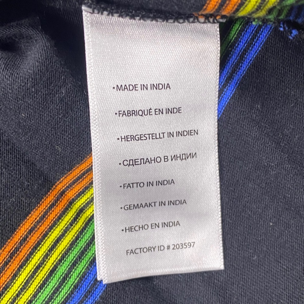 HB Fit by DXL T-Shirt Men 4XL Black Cotton Rainbow Striped Crew Neck Casual - Picture 5 of 9